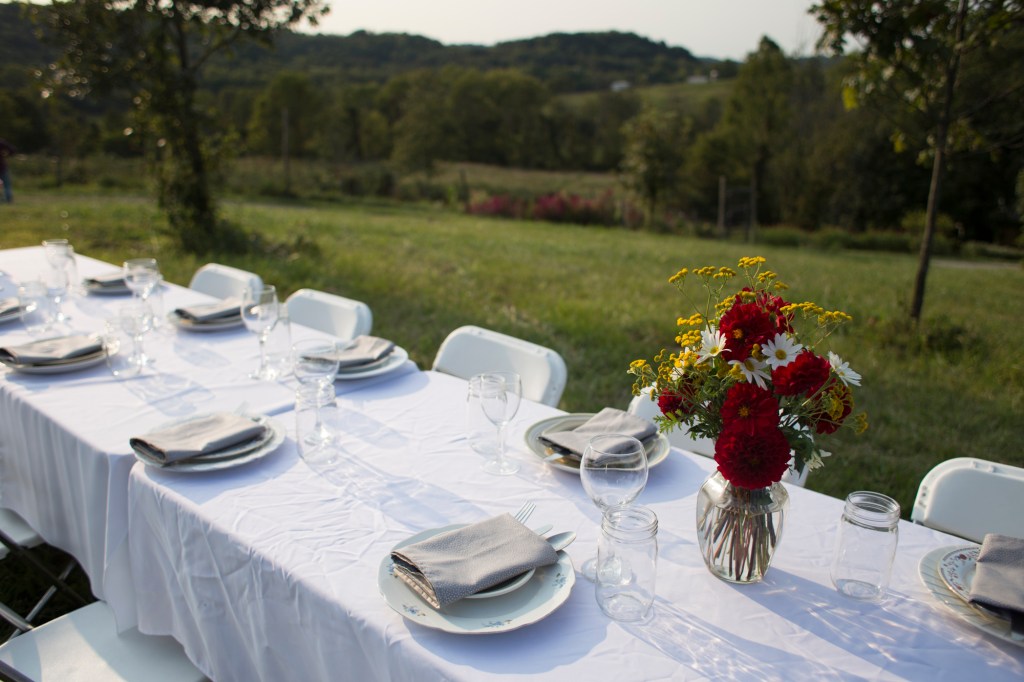 a table set at an outdoor event