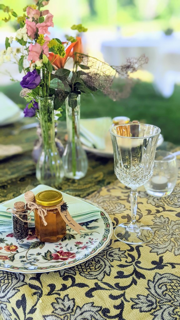 vintage table setting at a wedding