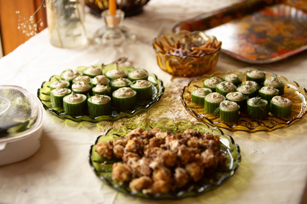 snacks on serving trays
