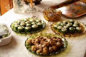 snacks on serving trays